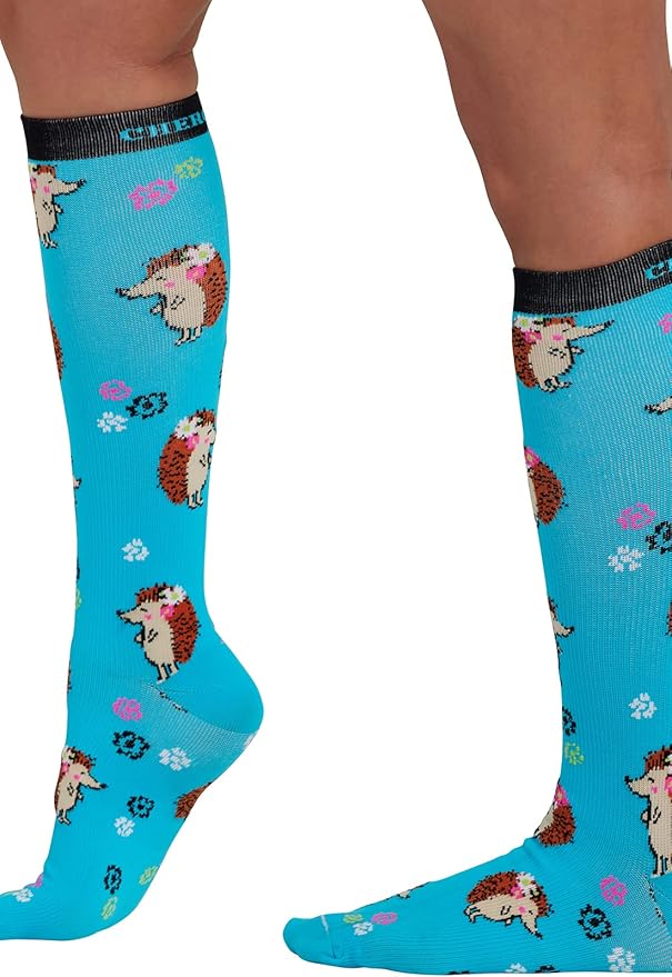 Cherokee Women's 10-15mmHg Compression Socks – Fun Print Knee Highs with Light Support, Soft Feel - PRINTSUPPORT