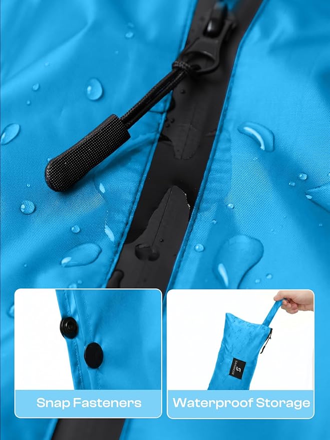 SaphiRose Lightweight Waterproof Rain Poncho for Adults with Hood Portable Rainwear for Outdoor