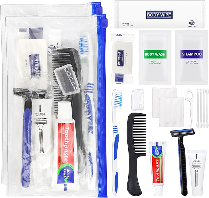 Basic Toiletry Kits, Individually Packed, Personal Hygiene Bulk Homeless Care Package Supplies