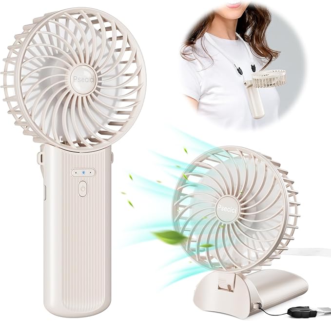 Handheld Fan, Mini Portable Personal Fan with lanyard, 4 Speeds Level 180° Foldable Design for Desk/Travel/Office/Outdoor