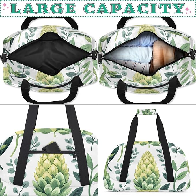 Green Leaves And Fruits Kids-Duffel-Bags Gymnastics Dance Bag Carry-On Overnight Travel Gym Lightweight Dance Sports Bags For Girls Boys Kids，