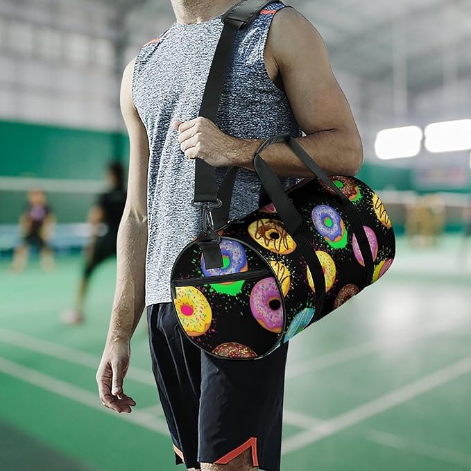 Gym Sports Travel Workout Bag Splash Doughnut Donut Dance Yoga Gymnastics Bag Basketball Football Weekender Bags for Men Women