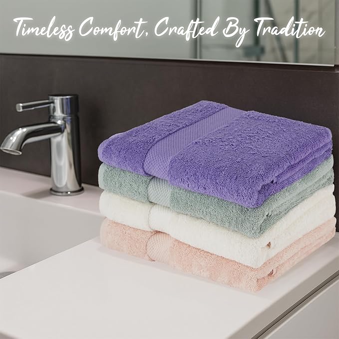 BolBom Towels 4 Pack Medium Bath Towel Set, 27“X54” Inches, 500 GSM 100% Ring Spun Cotton, Lightweight and Highly Absorbent Quick Drying Premium Towels for Hotel, Spa,Bath and Bathroom