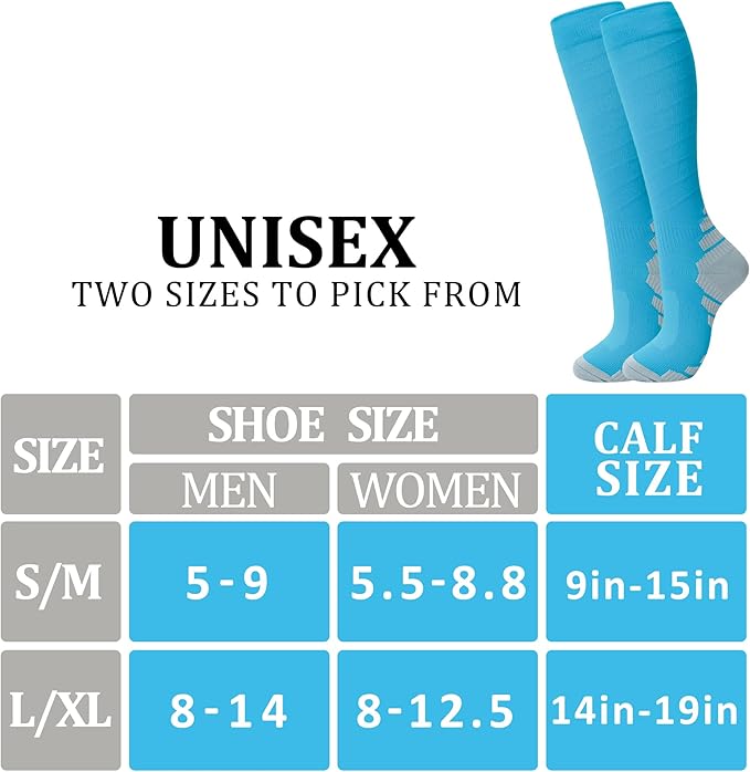 fenglaoda 3 Pairs Compression Socks for Women & Men Knee High Nurse Pregnant Cute Medical Running Travel Athletic