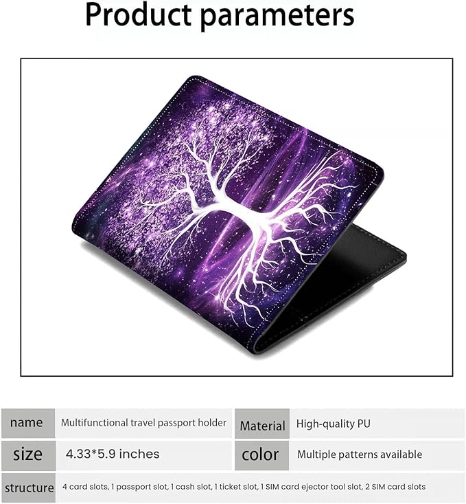 Passport Holder Wallet Cover Case,RFID Blocking Passport Cover,Large Capacity Travel Wallet with Multi Card Slots (Life Tree)