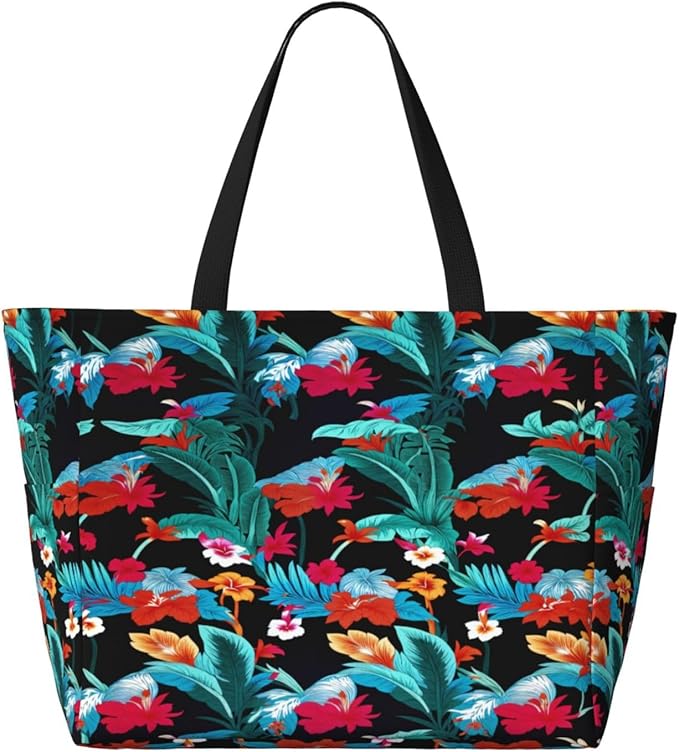 Large Beach Bag for Women Waterproof Foldable Travel Shoulder Tote Bag with Pocket for Weekender Pool Vacation