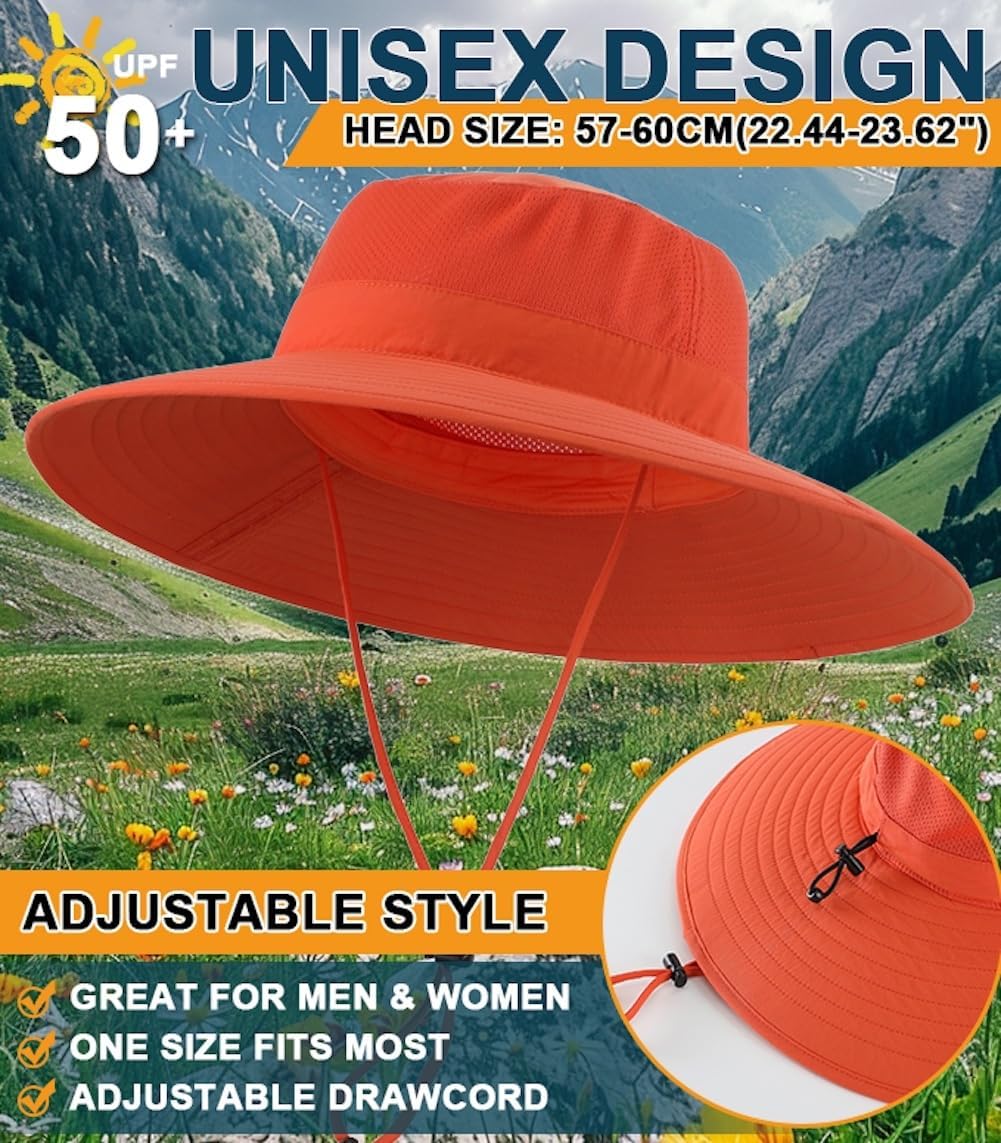 Home Prefer UPF50+ Mens Sun Hat Wide Brim Fishing Hat Foldable Large Brim UV Protection Sun Hat for Men Women Beach Gardening