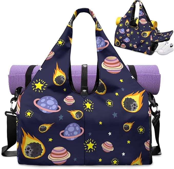Mens Tote Bag Carrying Workout Gear Makeup Accessories Gym Bags with Yoga Mat Holder, Shoe Compartment, Wet Dry Storage Pockets Backpack for Travel