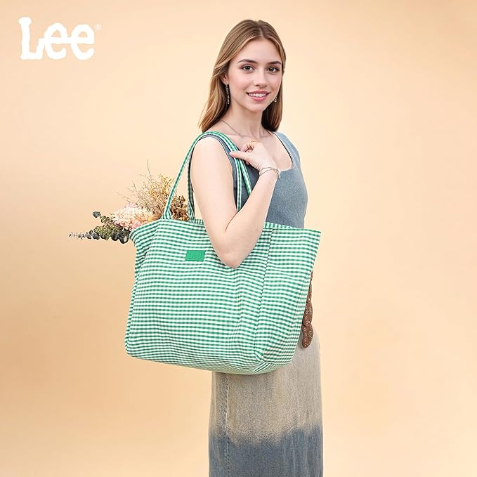 Montana West x Lee Extra Large Soft Cotton Tote Bag for Women Thick Lightweight Shoulder Bag Reusable Grocery Bag
