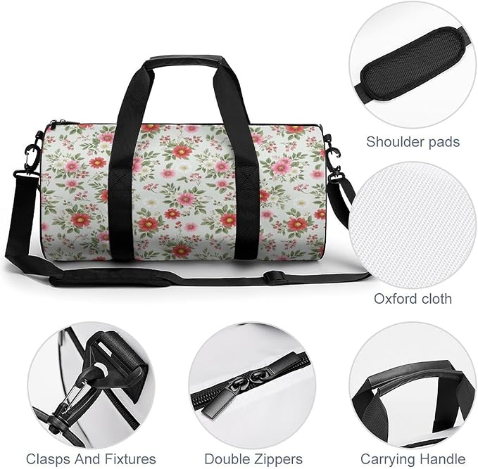 Lightweight Travel Sports Carry On Bag Wildflowers Botanical Floral Basketball Football Weekender Bag Sport Gym Fitness Tote