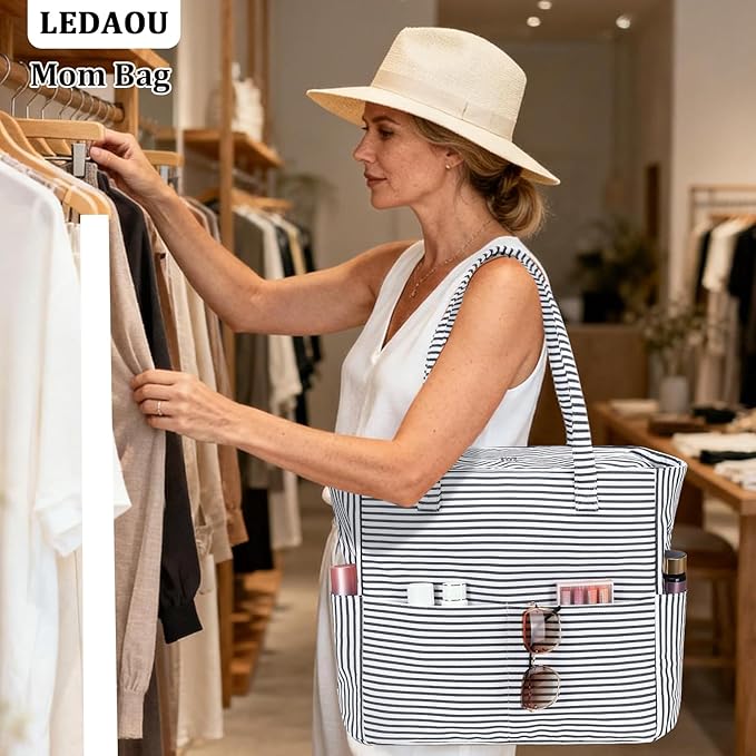 LEDAOU Large Beach Bag Women Waterproof Sandproof Zipper Beach Tote Pool Bag for Swim Gym Grocery Travel with Wet Pocket | Waterproof, Sandproof, Zipper, Pool, Gym, Grocery