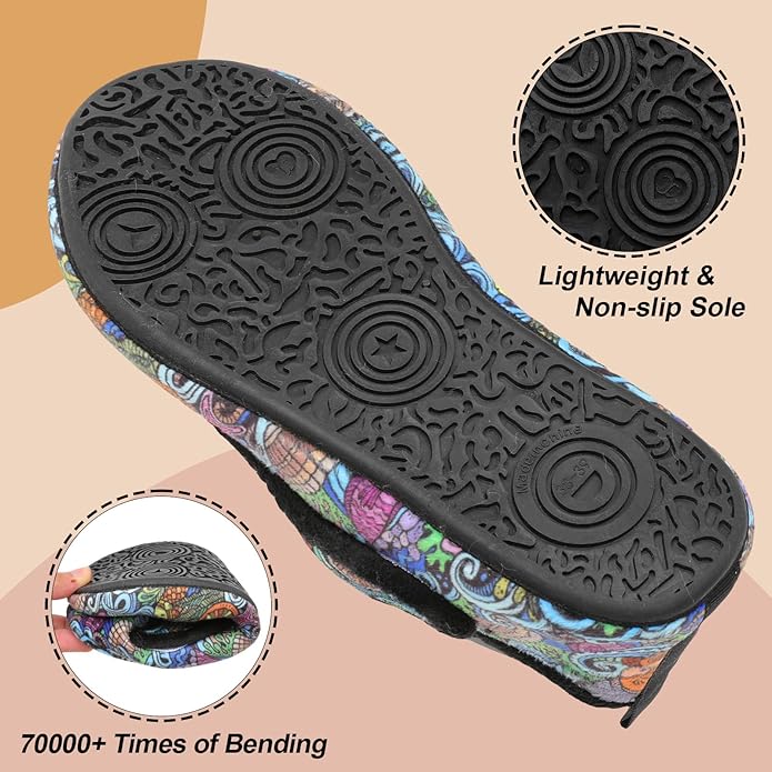 BARERUN Slippers for Women Men Wide House Diabetic Shoes for Women Men Warm Arthritis Edema Swollen Neuropathy Socks Slip on Adjustable Fuzzy Comfy Soft Womens Mens Bedroom Sliipers