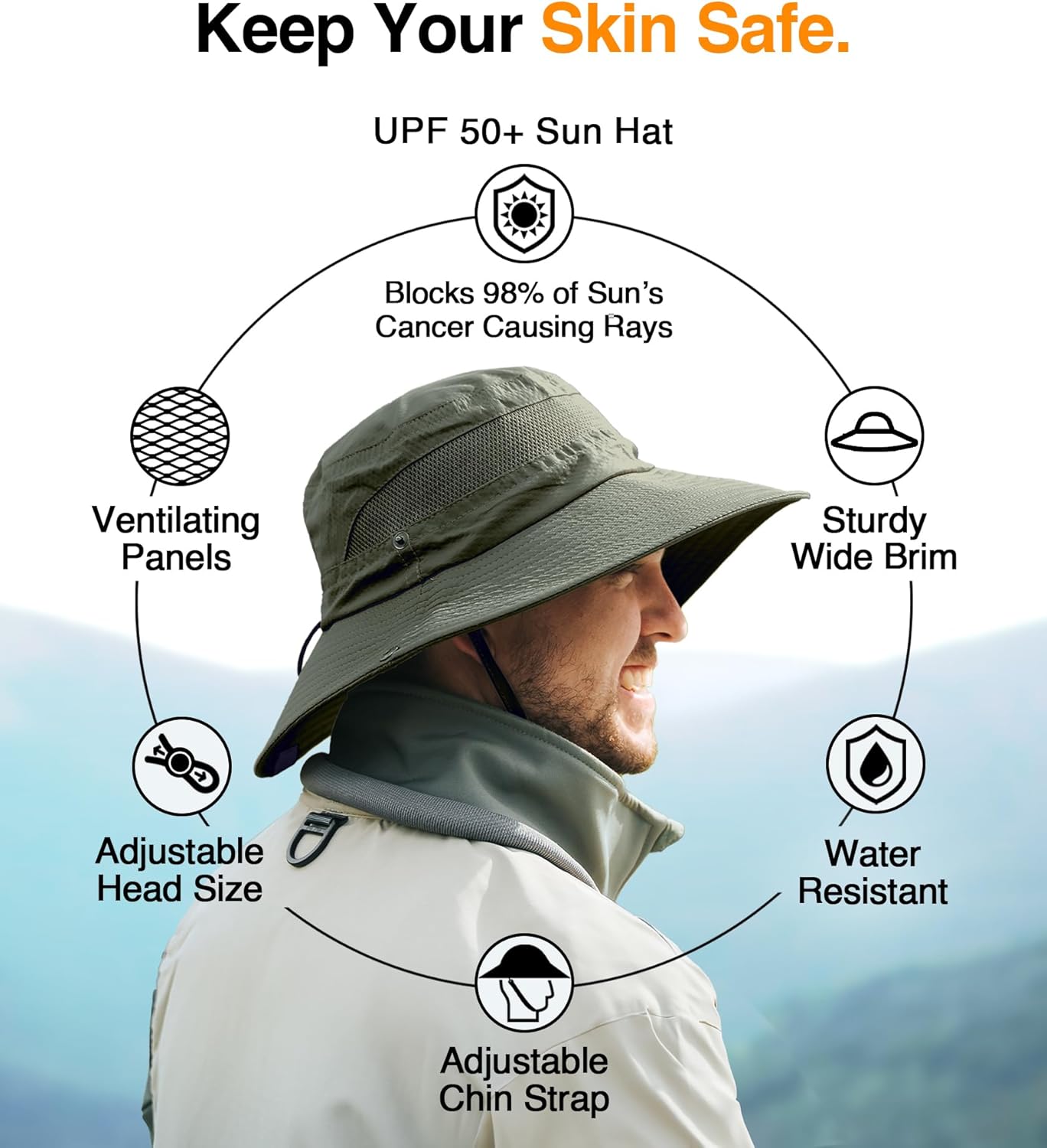 GearTOP Safari Sun Hat for Men and Sun Hats for Women UV Protection UPF 50+ Hiking, Gardening, Fishing