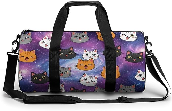 Foldable Gym Travel Bag Cute Cats Animals Overnight Weekender Travel Bag Dance Sports Gymnastics Bags Unisex Overnight Bags
