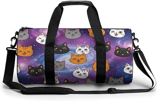 Foldable Gym Travel Bag Cute Cats Animals Overnight Weekender Travel Bag Dance Sports Gymnastics Bags Unisex Overnight Bags