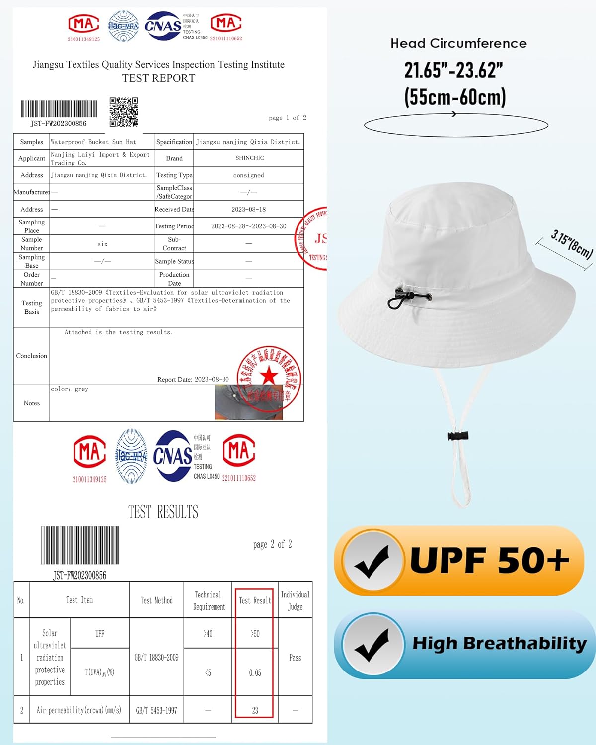 Water-Resistant Sun UPF 50+ Bucket Hat Protection Packable Brimmed Boonie for Women Men Summer Lightweight Hiking Outdoor Cap