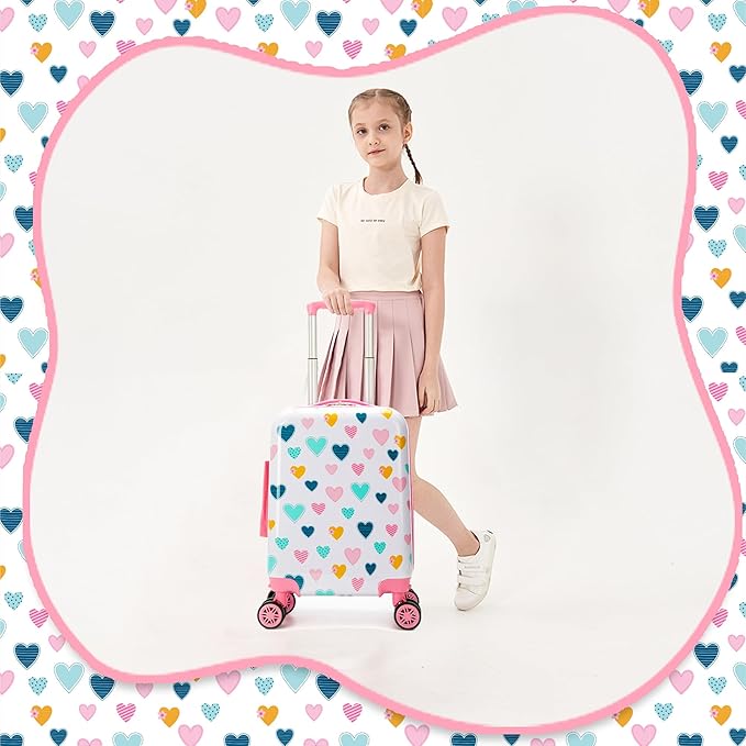 Kids Luggage Set 2 piece Kids Suitcase with Spinner Wheels 16" Childrens Luggage for Girls With Wheels Hard Shell Luggage Sets Airline Approved