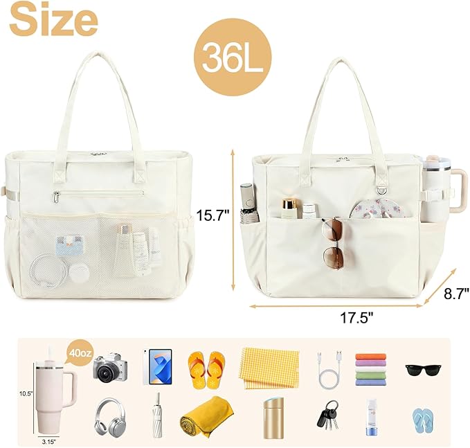 Bluboon Waterproof Beach Tote Pool Bags for Women Ladies Extra Large Carry On Bag With Wet Compartment for Weekender Travel