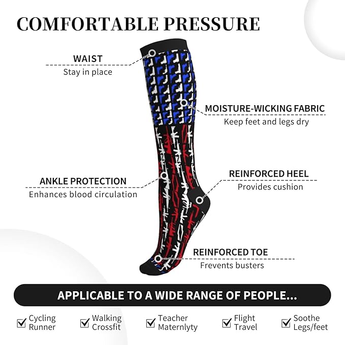 Compression Socks Knee High Circulation Support Socks For Women Men Athletic Running Work Hiking Cycling Travel