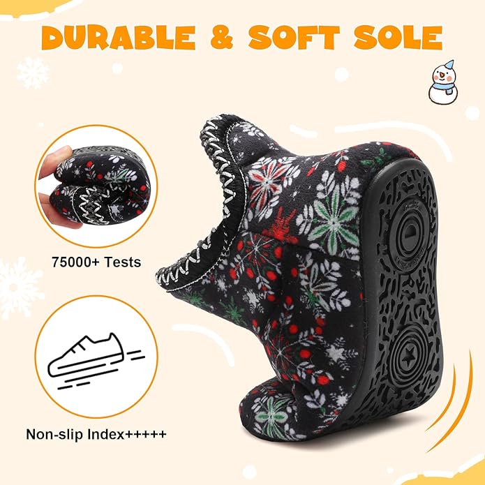 LeIsfIt Toddler Slippers Boys Girls Cozy Warm House Shoes Kids Non-slip Winter Slipper Booties Slip on Plush Lining Sock Slippers