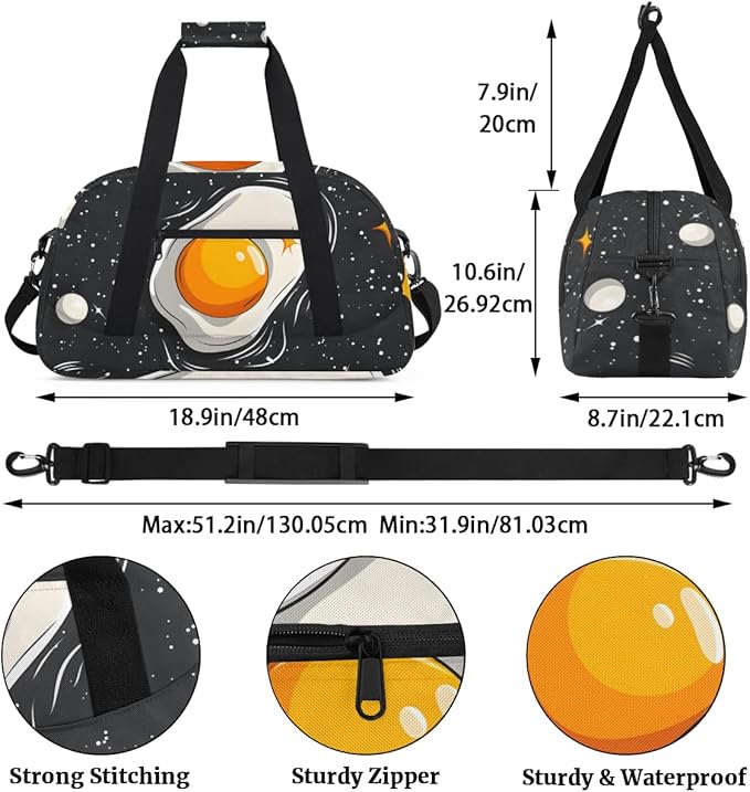 Space Eggs Kids-Duffel-Bags Gymnastics Dance Bag Carry-On Overnight Travel Gym Lightweight Dance Sports Bags For Girls Boys Kids，