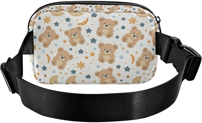 Kawaii Teddy Bear Stars Moon Fanny Pack for Women Men Water Resistant Fashion Waist Packs with Adjustable Strap Belt Bag for Travel Workout Jogging Hiking 21219512