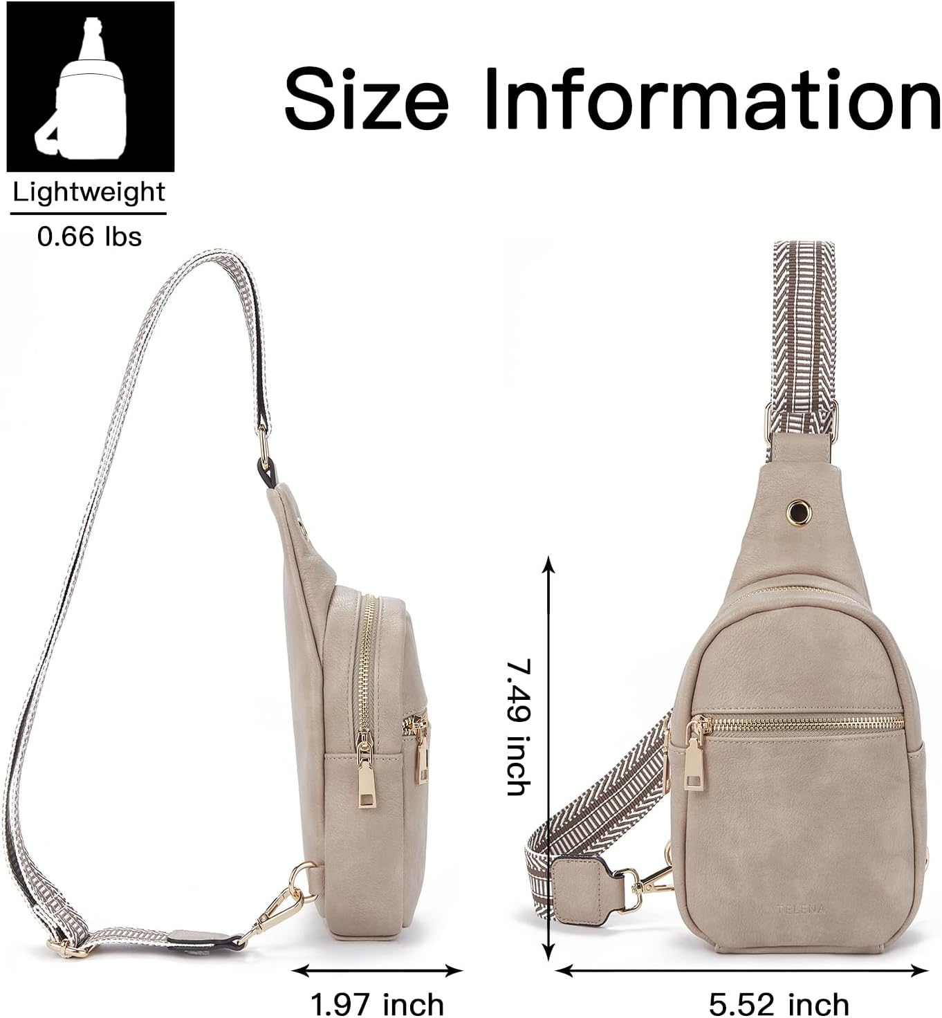 Telena Small Sling Bag for Women Leather Crossbody Fanny Packs Chest Bag for Women