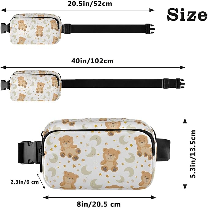 Kawaii Teddy Bear Stars Moon Fanny Pack for Women Men Water Resistant Fashion Waist Packs with Adjustable Strap Belt Bag for Travel Workout Jogging Hiking 21219513
