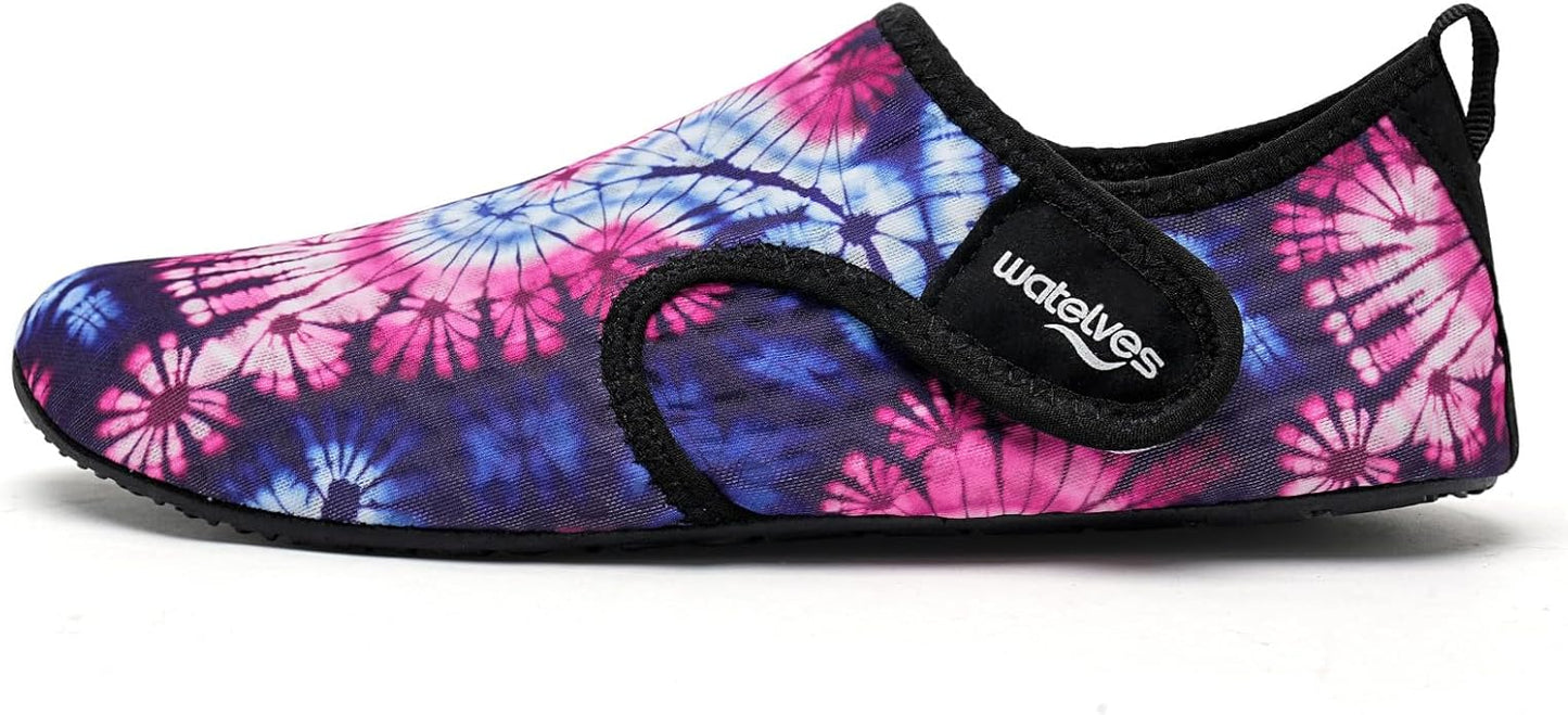 WateLves Water Shoes for Women Men Swim Beach Aqua Socks Quick Dry Barefoot House Slippers Travel Shoes with Adjustable Magic Tape for Pool Diving Boating Yoga Surf