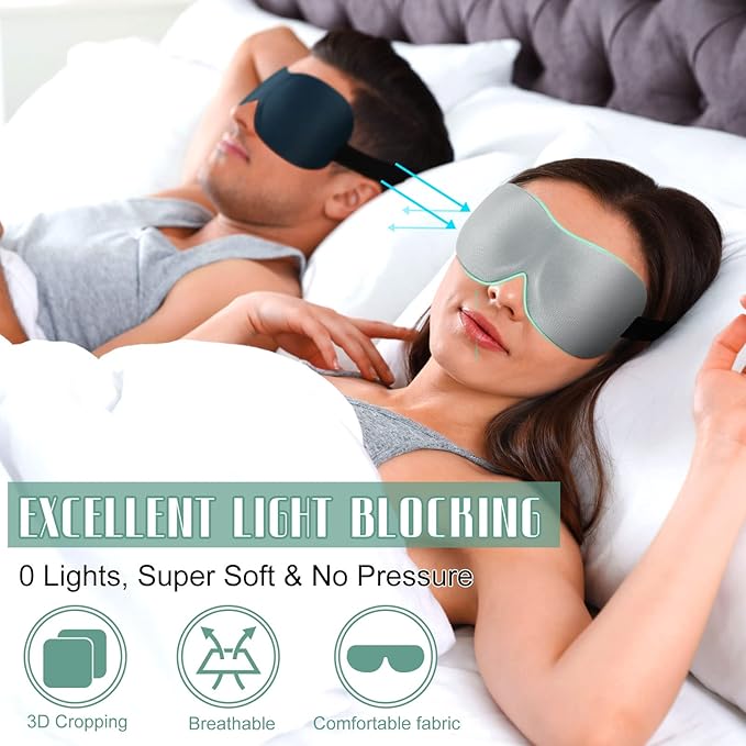 Bencailor 8 Pcs Sleep Eye Mask for Men Women Side Sleeper Eyes Blackout 3D Eye Cover for Sleep with Adjustable Strap Colorful Night Blindfold Eyes Shade for Travel Gifts(Large,Retro Colors)