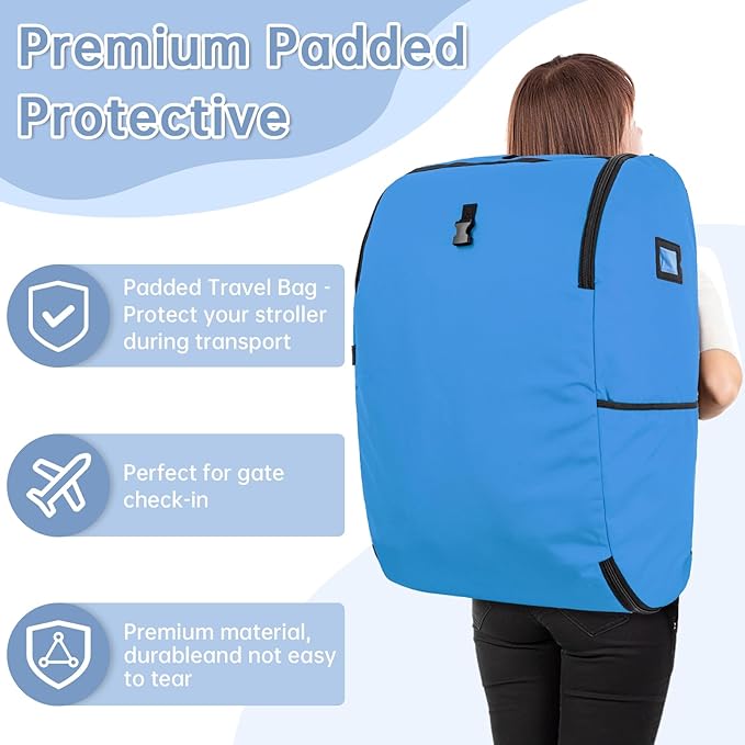 Padded Car Seat Travel Bag Compatible with Doona, Infant Car Seat Travel Bag, Foldable Car Seat Stroller Gate Check Bag for Airplane (Sky Blue)