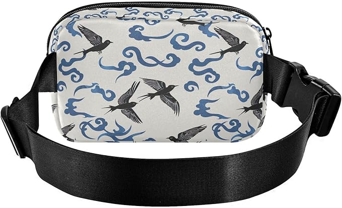 Swallows Bird Cloud Fanny Pack for Women Men Water Resistant Fashion Waist Packs with Adjustable Strap Belt Bag for Travel Workout Jogging Hiking 21220401