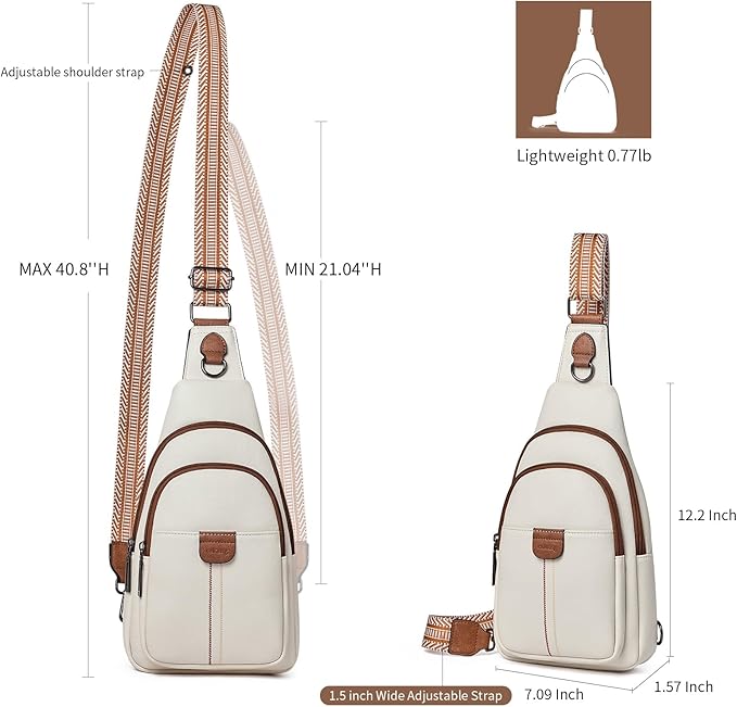 Womens Sling Bag Crossbody Bags for Women Vegan Leather Sling Backpack Daypack Fanny Pack Crossbody Purse Travel
