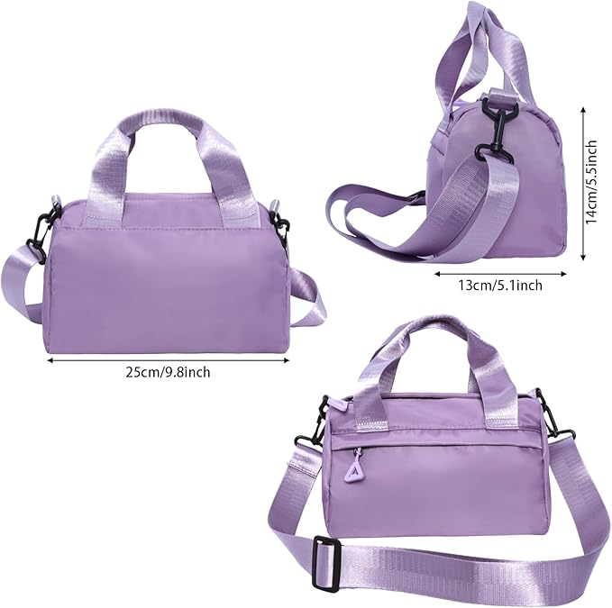 Mini Black Gym Bag Sport Bag Adjustable Small Duffle Bag Detachable Strap Gym Tote For Women Small Duffle Bag (Purple)