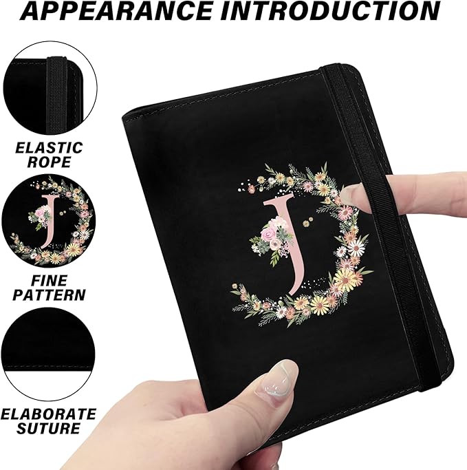 Cute Passport Holder and Holder Combo Passport Cover with RFID Blocking Women Men Compatible Wallet Credit Card Protector (Initial Monogram-J)