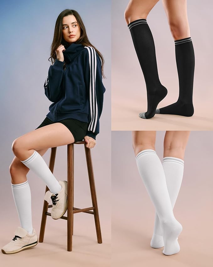 FITRELL 4 Pairs Compression Socks for Women & Men, 15-20mmHg Circulation Support for Athletic Travel Daily Wear