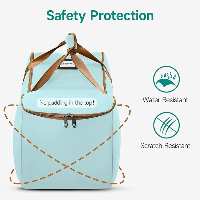 YOREPEK Car Seat Travel Bag for Airplane Compatible with Uppababy Mesa and Base, Fits for Chicco Keyfit 30 and Base,Padded Car Seat Carrier for Airport, Car Seat Gate Check Bag, Light Cyan
