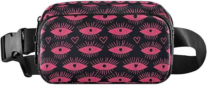 Evil Eyes Pink Fanny Pack for Women Men Water Resistant Fashion Waist Packs with Adjustable Strap Belt Bag for Travel Workout Jogging Hiking 21220451