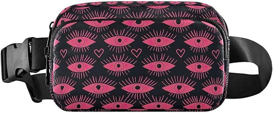 Evil Eyes Pink Fanny Pack for Women Men Water Resistant Fashion Waist Packs with Adjustable Strap Belt Bag for Travel Workout Jogging Hiking 21220451