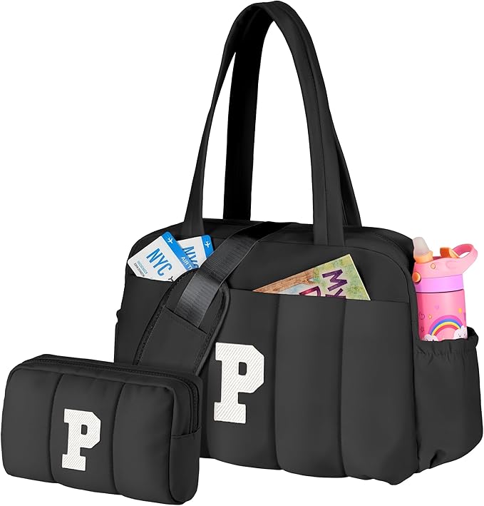 Teenage Girl Birthday Gift-Monogram Gifts-Women Duffle Bag with Initial, Personal Item Travel Bags，Gym Bag with Wet Pocket，Lightweight Travel Bags Personalized Tote with Makeup Pouch