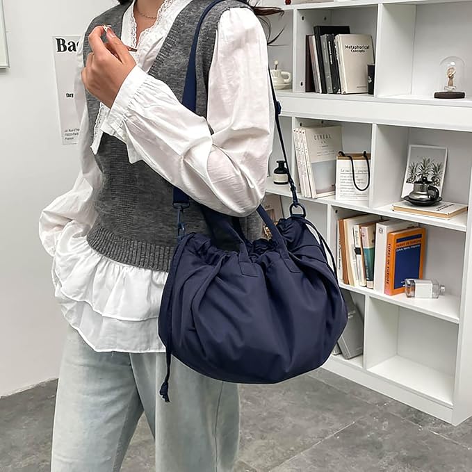 Stylish Crinkled Nylon Handbag with Adjustable Comfortable Strap and Spacious Interior Shoulder Bag for Work or Gym Use Bag