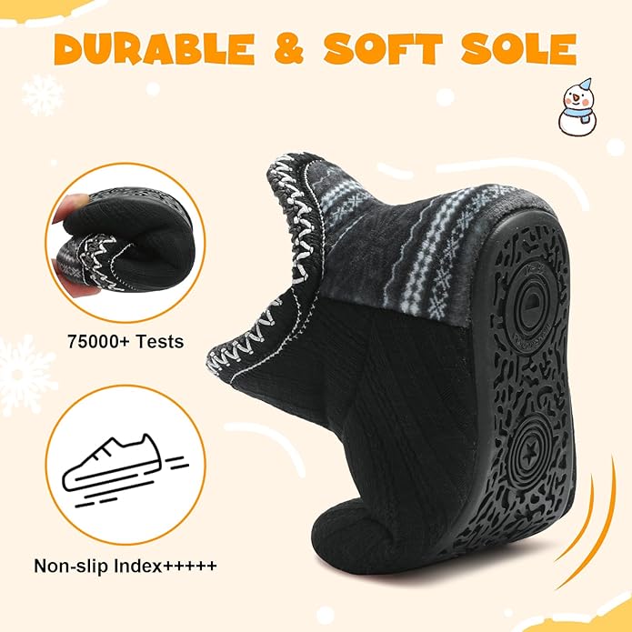 LeIsfIt Toddler Slippers Boys Girls Cozy Warm House Shoes Kids Non-slip Winter Slipper Booties Slip on Plush Lining Sock Slippers