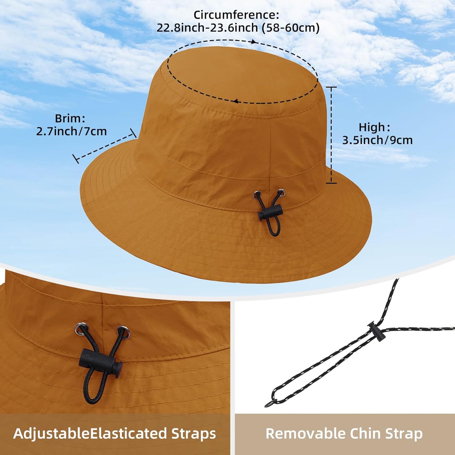 Durio Waterproof Bucket Hats for Woman UPF 50+ Sun Hat UV Protection Packable Rain Hats for Women Lightweight Hiking Hat