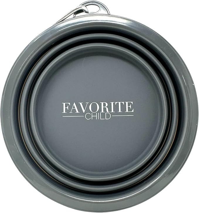 SparkDog Favorite Child Collapsible Dog Bowl, 1000ML (34oz) –XL Food-Grade Silicone Travel Bowl with Sturdy Rim – Extra Large Portable for Dogs & Cats – Great for Pet Lovers (DkGray)