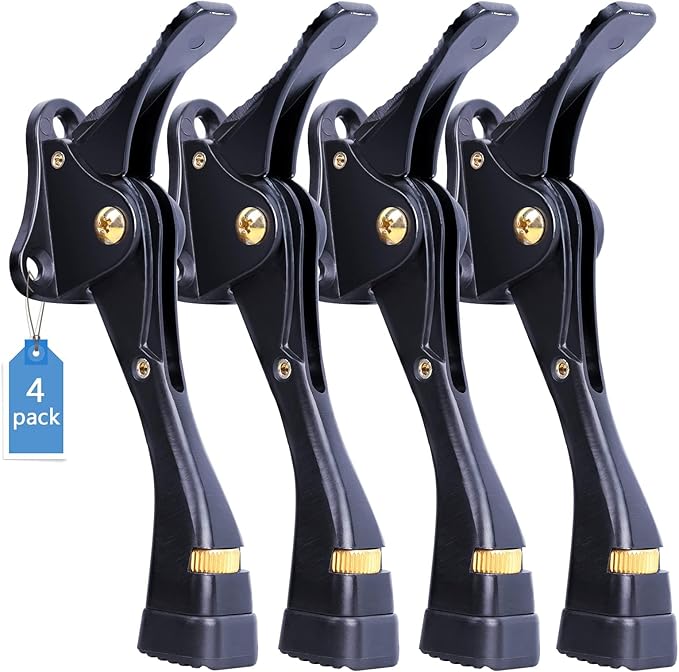 Gotega Door Stopper, 4 Packs Kickdown Door Stop with One Touch Adjustable Height and Rubber Tip 4 Inches, Heavy Duty Door Stops, Door Holder, Bottom of Door - Black