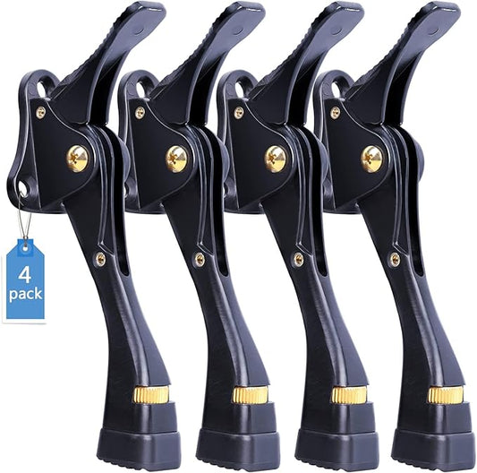 Gotega Door Stopper, 4 Packs Kickdown Door Stop with One Touch Adjustable Height and Rubber Tip 4 Inches, Heavy Duty Door Stops, Door Holder, Bottom of Door - Black