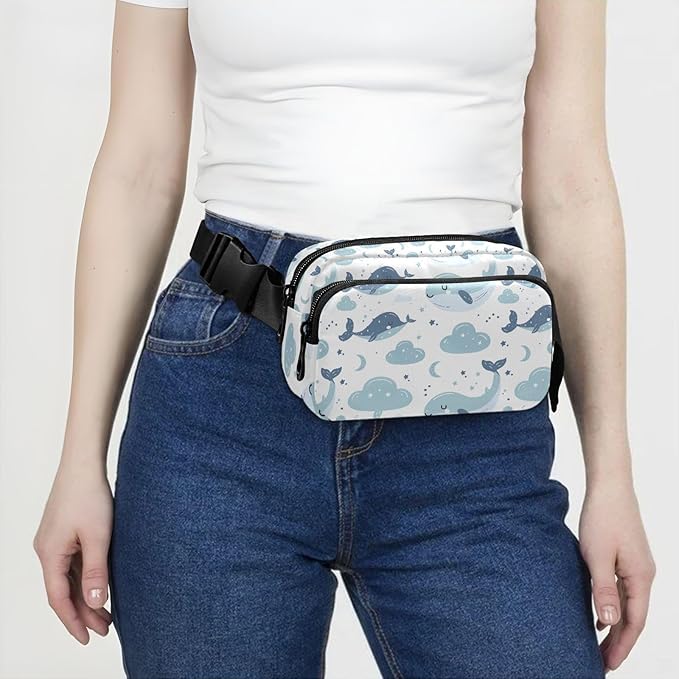 Kawaii Whale Fanny Pack for Women Men Water Resistant Fashion Waist Packs with Adjustable Strap Belt Bag for Travel Workout Jogging Hiking 21219087
