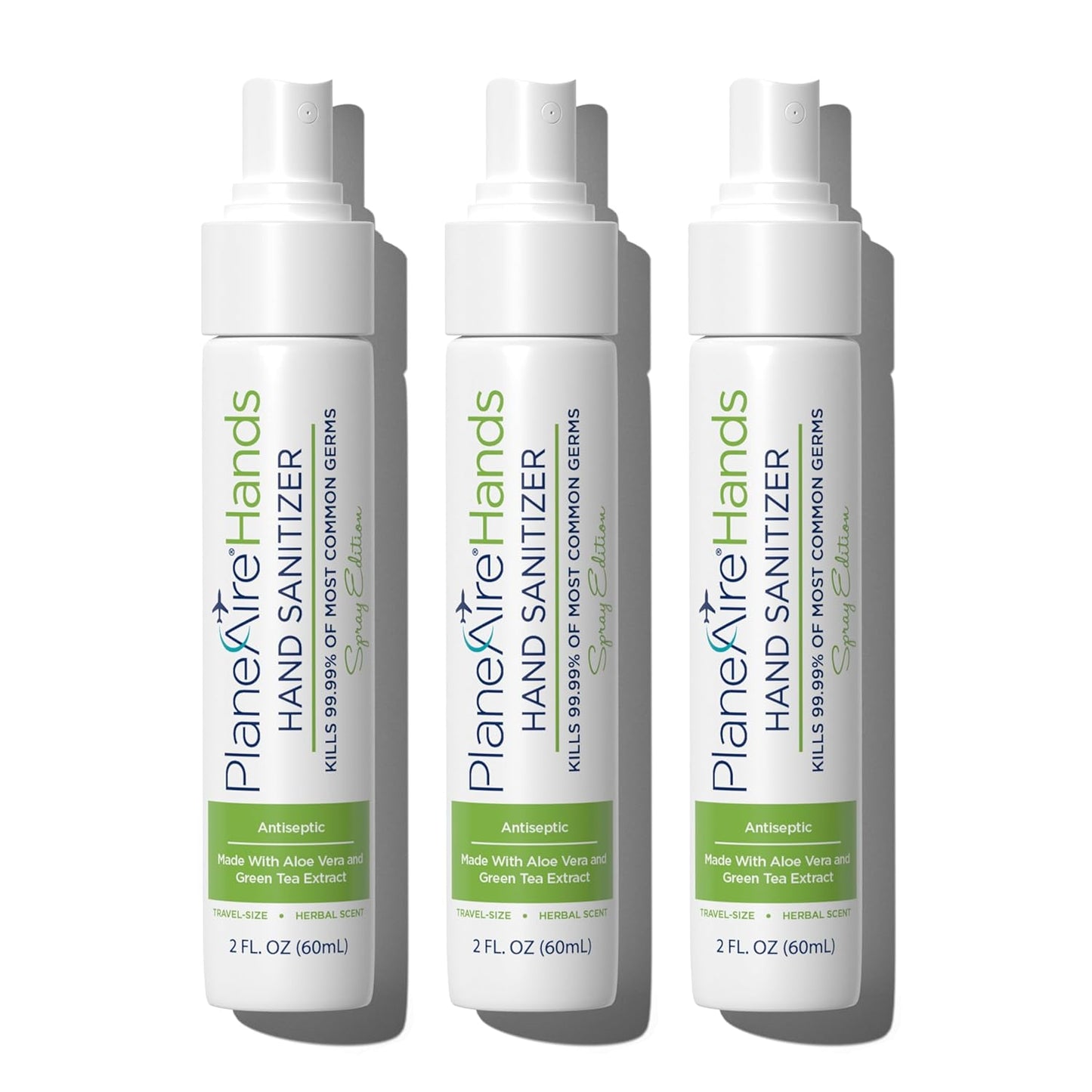Signature Herbal Spray Hand Sanitizer | Travel Size | Hydrate & Cleanse | Made with Aloe Vera & Green Tea Extract | Blend of Essential Oils Including Peppermint & Lavender | Travel Essential | 3-Pack