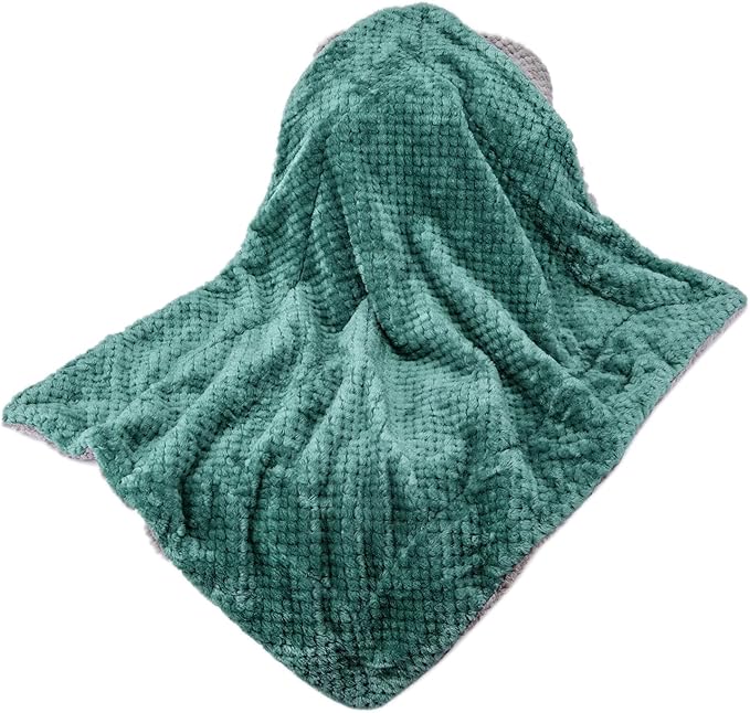 Fuzzy Sherpa Reversible Blanket for Baby, Soft Warm Cozy Coral Fleece Toddler, Infant or Newborn Reversible Blanket for Crib, Stroller, Travel, 40”×60”, Black Green