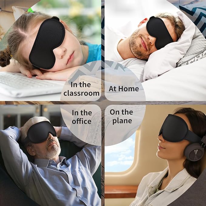 Easysleep Sleep Eye Mask 3D Contoured Cup Sleeping Mask with 100% Light Blocking and Adjustable Strap Soft Breathable Eye Cover Night Blindfold Mask for Men Women.